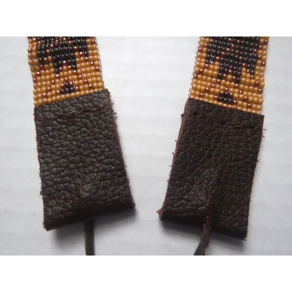 Beaded Hat Band Tan, Brown and Bronze w/ Leather main image 7